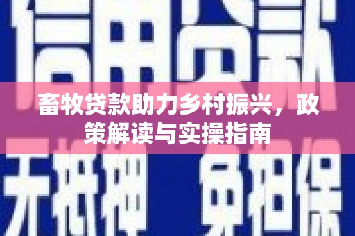 敦煌畜牧贷款助力乡村振兴，政策解读与实操指南